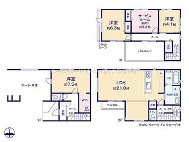 対面式キッチン仕様の約２１帖広々リビング♪
大きな荷物も収納可能なウォークインクローゼット付き♪
雨風・紫外線から車を守れるビルトインガレージ☆
奥行を広めにとった日当たり良好な南側バルコニー♪ 