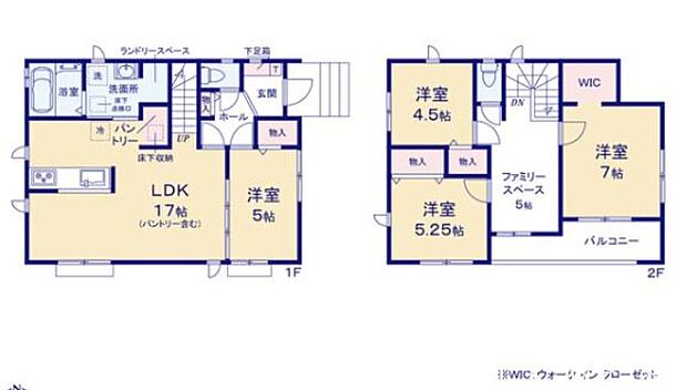 全居室フローリングで、使いやすい生活動線の4LDKの間取りです