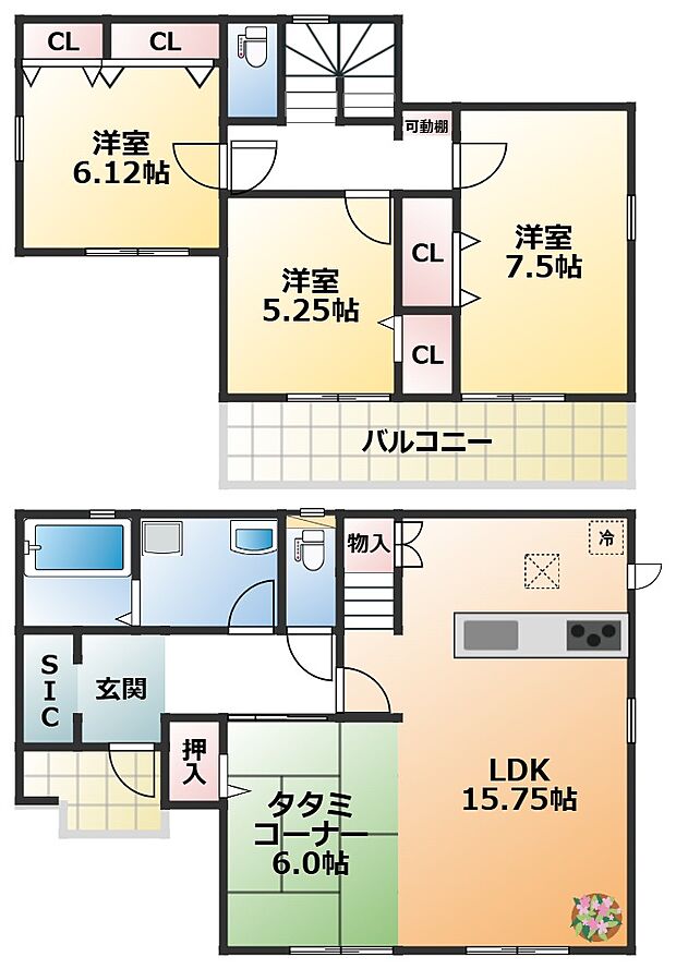 全室南向きで陽当たりの良い間取りです
