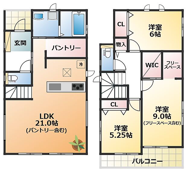 南向きで陽当たりの良い間取りです