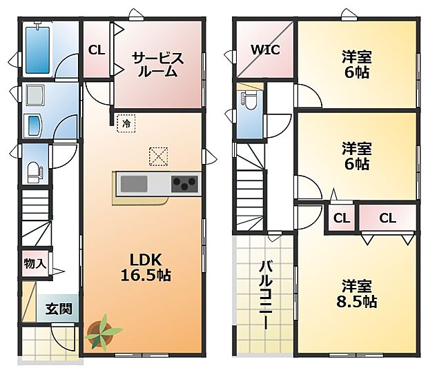 南向きで陽当たりの良い間取りです