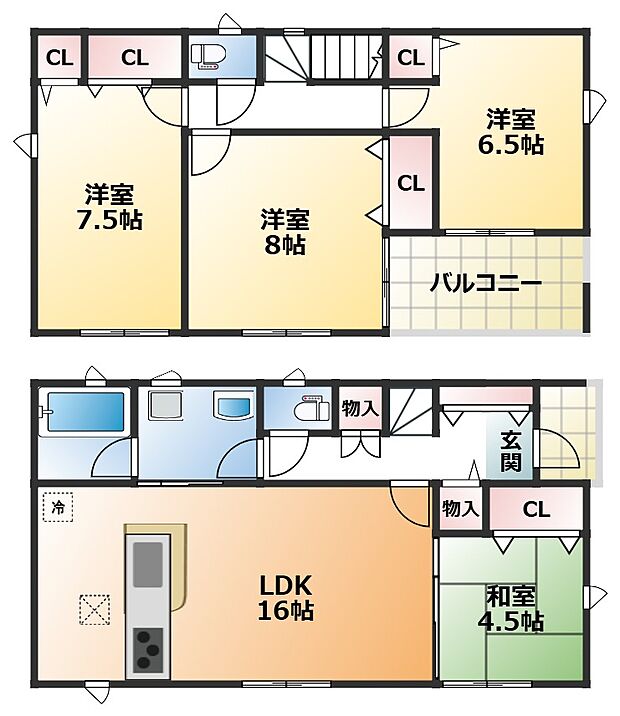 全室南向きで陽当たりの良い間取りです