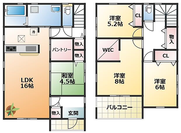南向きで陽当たりの良い間取りです