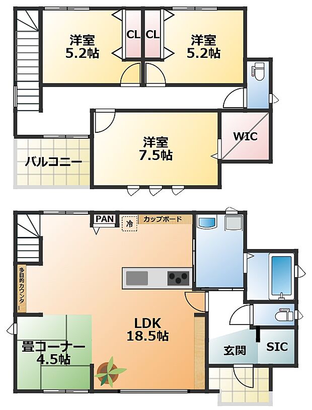 南向きで陽当たりの良い間取りです
