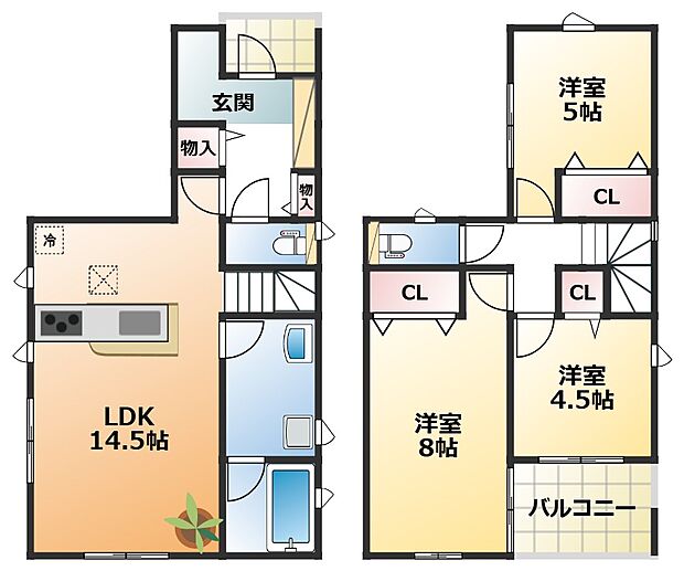 南向きで陽当たりの良い間取りです