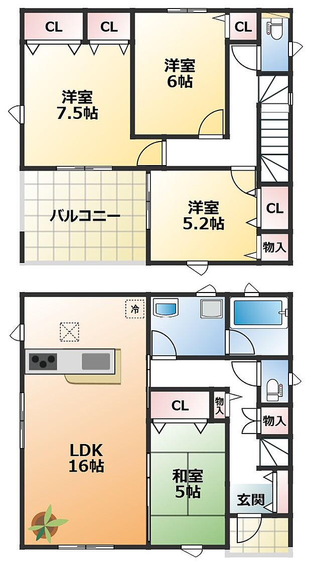南向きで陽当たりの良い間取りです