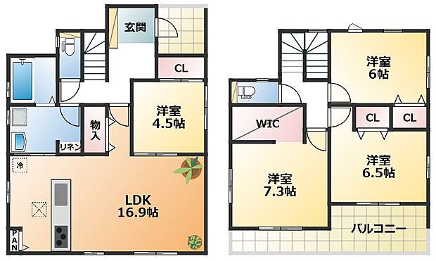南向きで陽当たりの良い間取りです