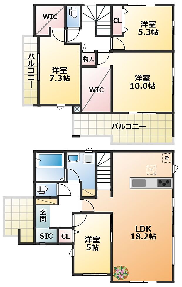 南向きで陽当たりの良い間取りです