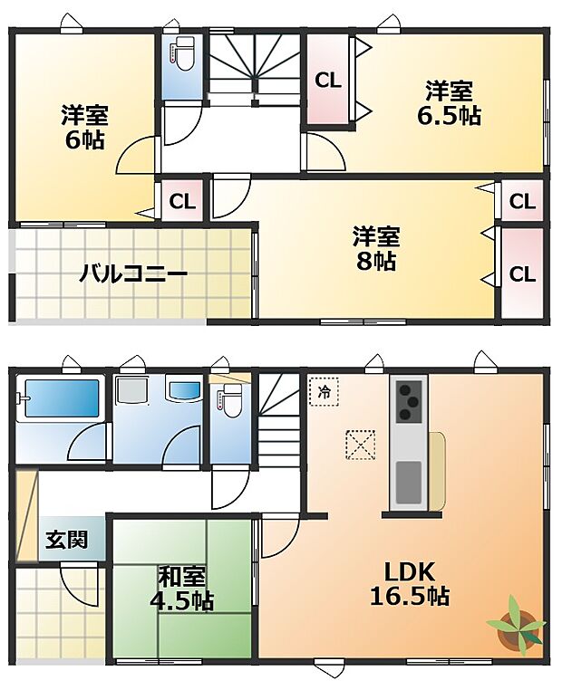 南向きで陽当たりの良い間取りです