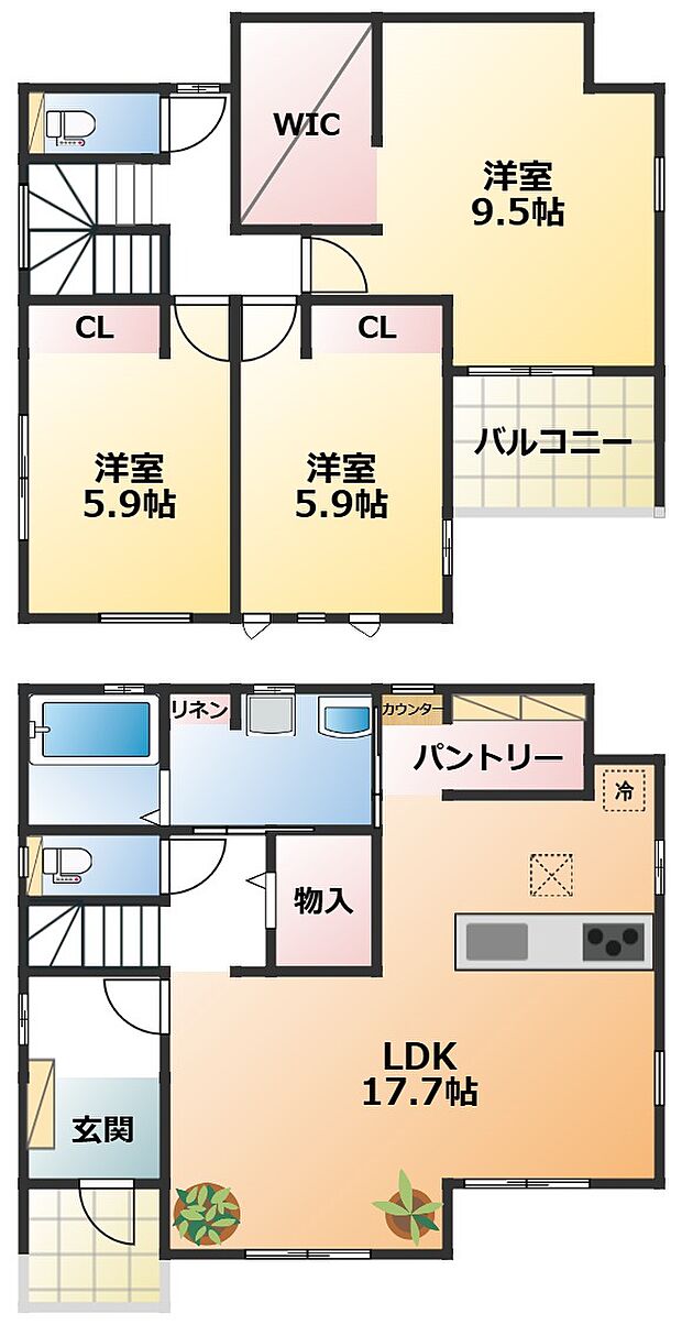 全室南向きで陽当たりの良い間取りです
