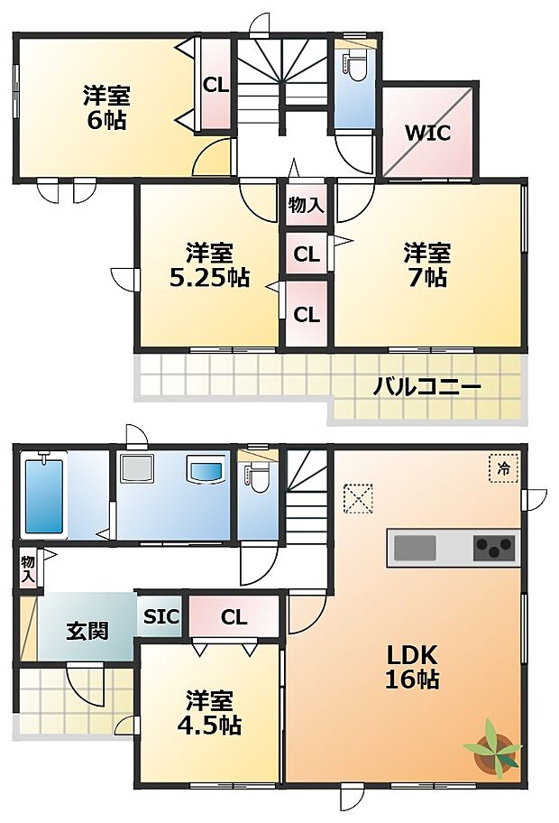 全室南向きで陽当たりの良い間取りです