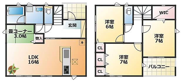 南向きで陽当たりの良い間取りです