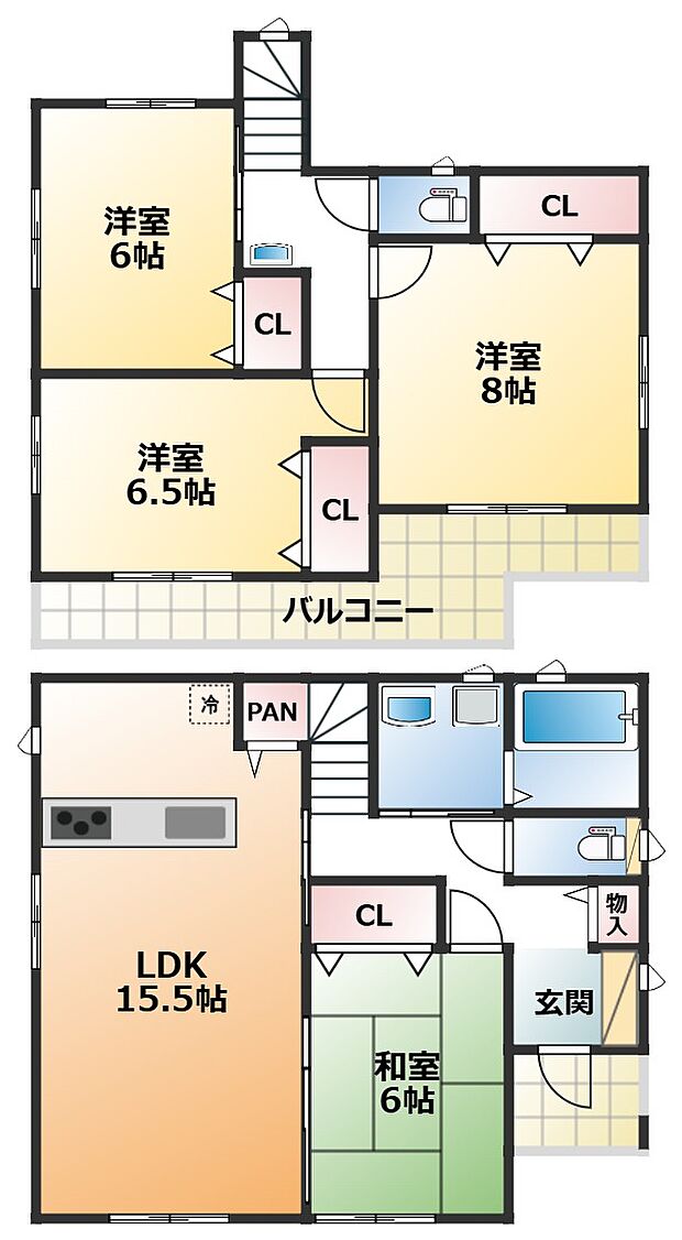 南向きで陽当たりの良い間取りです