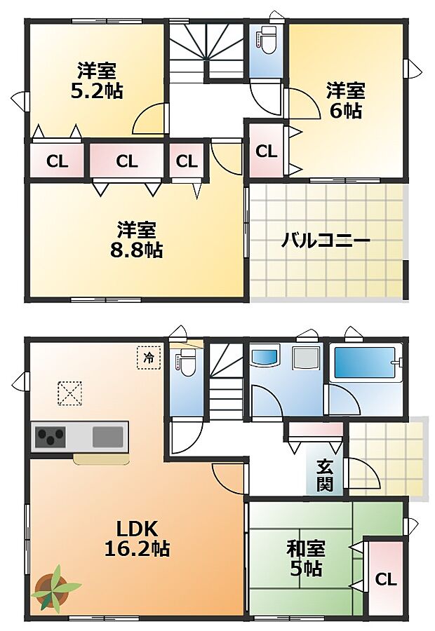 南向きで陽当たりの良い間取りです