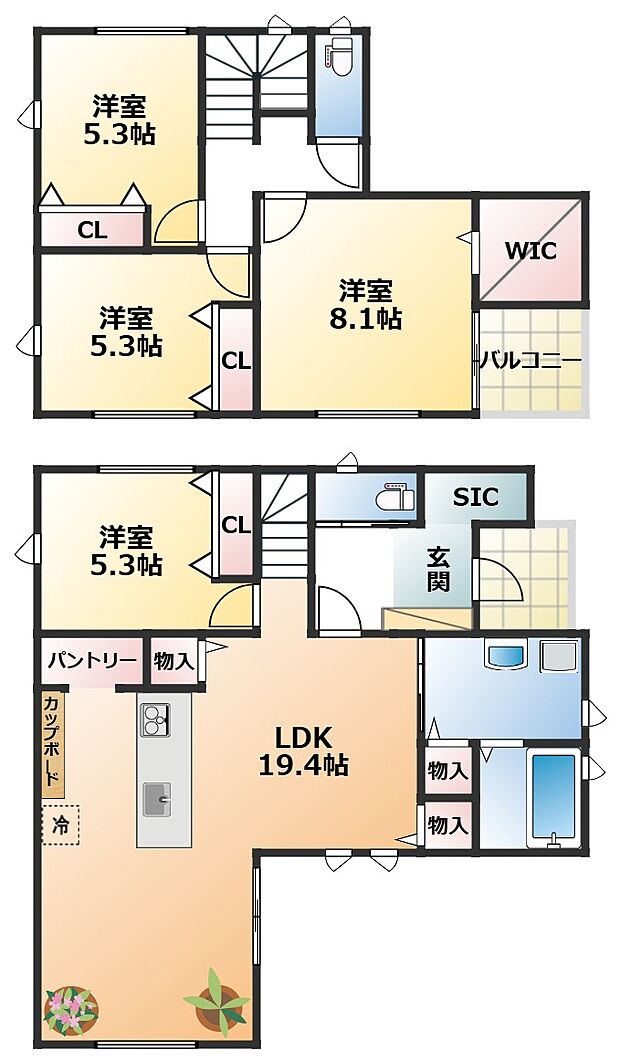 南向きで陽当たりの良い間取りです