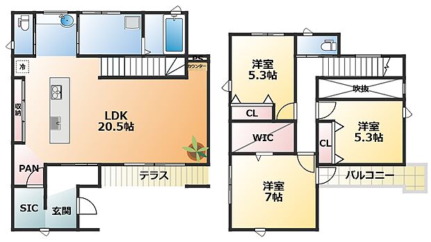 南向きで陽当たりの良い間取りです