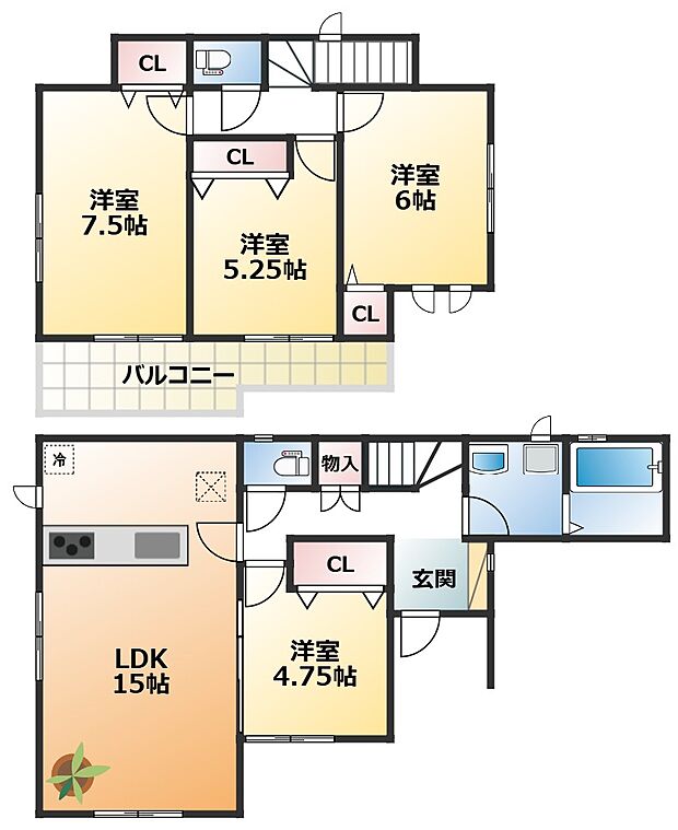 全室南向きで陽当たりの良い間取りです