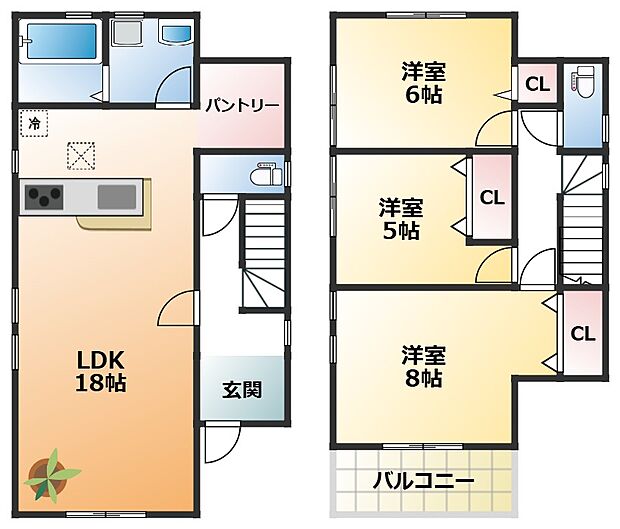 南向きで陽当たりの良い間取りです