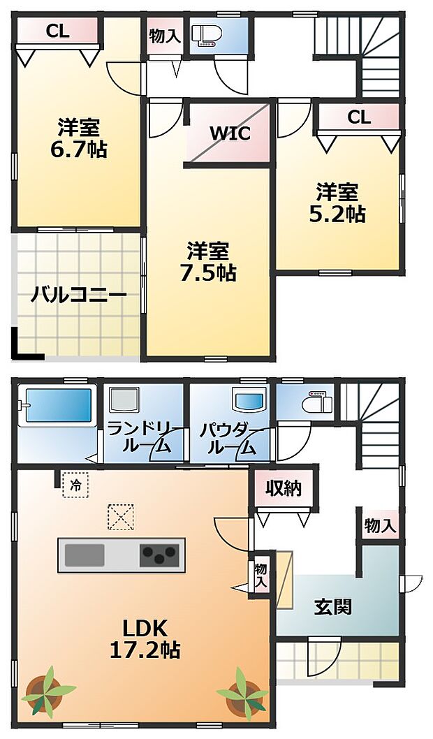 全室南向きで陽当たりの良い間取りです
