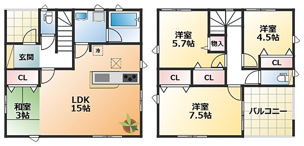 南向きで陽当たりの良い間取りです