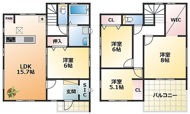 南向きで陽当たりの良い間取りです