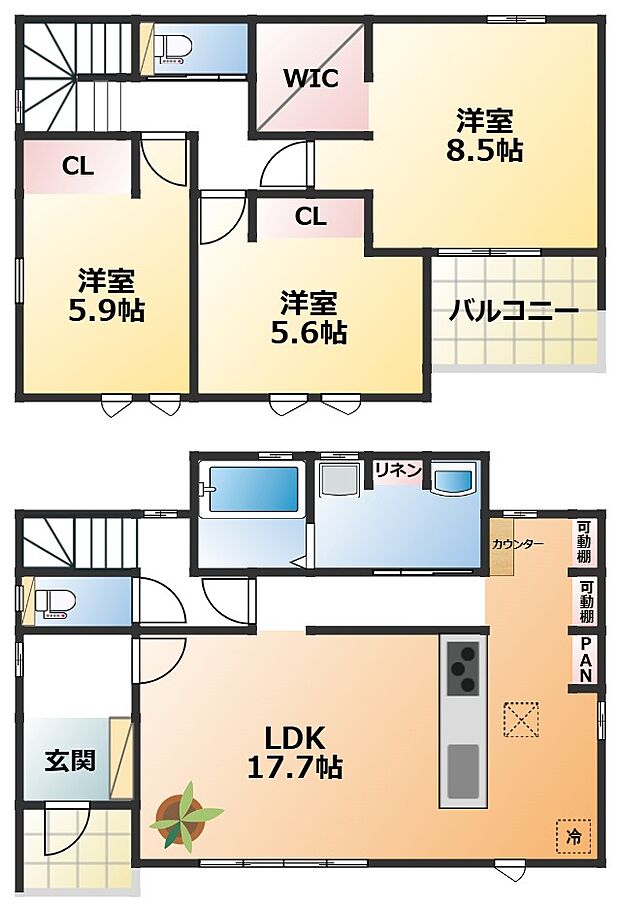 全室南向きで陽当たりの良い間取りです