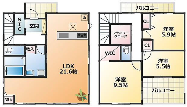 南向きで陽当たりの良い間取りです