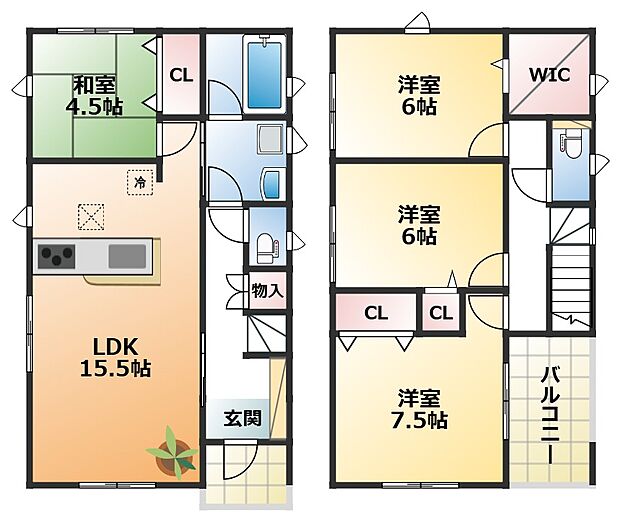 南向きで陽当たりの良い間取りです
