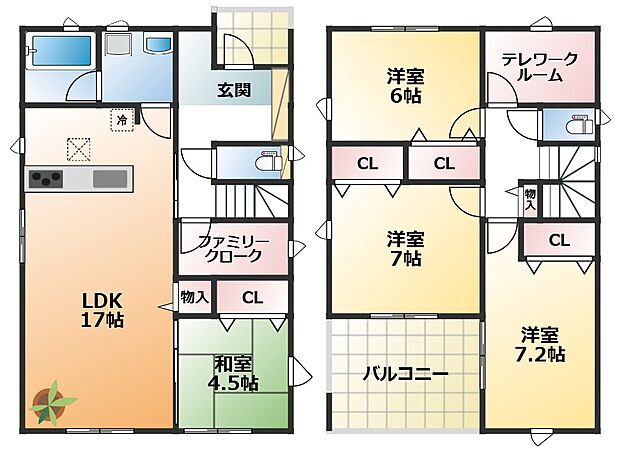 【4LK+S(納戸)】【土地+建物+外構】すべてコミ♪頭金なしでご購入可能♪ マイカーやショッピングローンも「おまとめローン」がご利用できます。 毎月の支出がぐっと抑えられ、子育てや貯金、日々のお買い物に余裕が持てます。