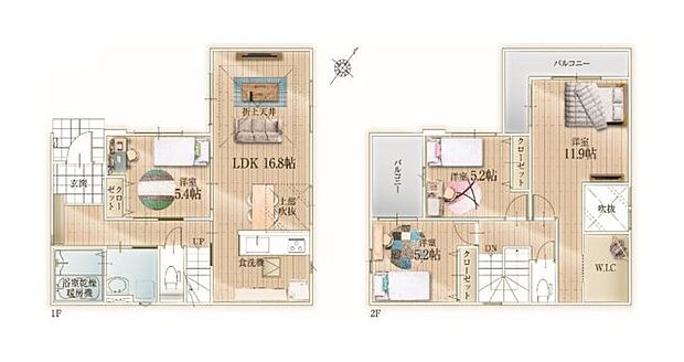 全居室収納付きで便利です。