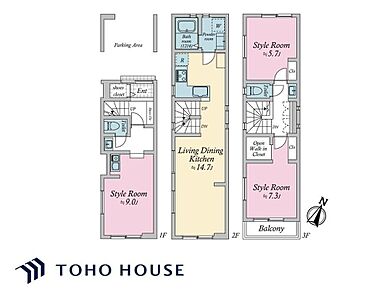 採光とプライバシーに配慮された2階LDK仕様の住まい。全居室2面採光が確保されています。適材適所に水まわり設備が配置されており、家事・生活動線良好な間取り設計です。 
