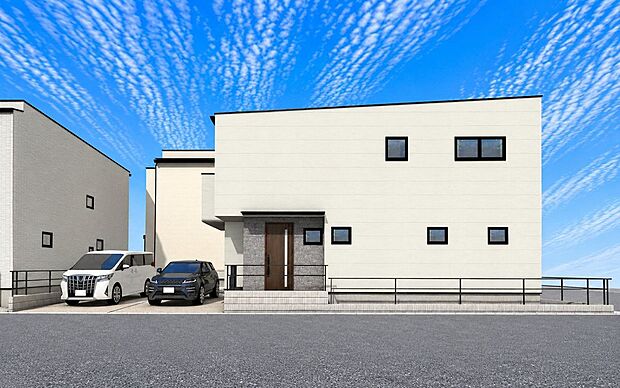 【外観パース図】『現地案内予約受付中』アールギャラリー安城市横山町の家外観パース C号棟未完成物件の為、モデルハウスへのご案内も致します。お気軽にお問合せ下さいませ。