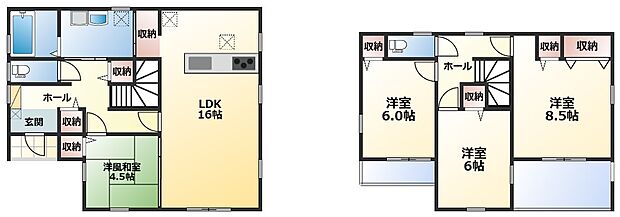 全部屋南向きで明るい室内が特徴