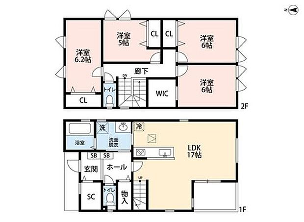 3880万円、4LDK、土地面積140.83m2、建物面積106m2 オールフローリング、ご家族と顔を合わせる機会が増えるリビング階段、WICやシューズクローク、ホール収納有