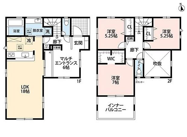 4LDK、土地面積133.94m2、建物面積105.99m2 4LDK　主寝室にはウォークインクローゼット完備◎
リビングは光が降り注ぐ吹抜けで開放感あふれる住まい♪
