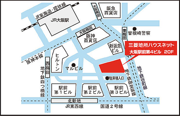 三菱地所ハウスネット株式会社 梅田営業所の周辺地図