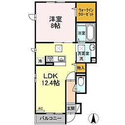 ポートランドA棟 1LDKの間取図画像