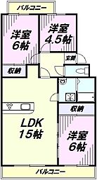 エスポワールTIマンション 1階3LDKの間取り