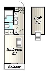 レオパレスアゼリア(28404) 2階1Kの間取り