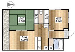 メゾンカワクボ 2階2LDKの間取り