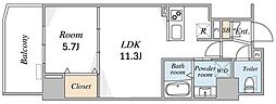 VELAOS HAKUSAN 1LDKの間取図画像