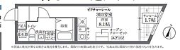 ＣＯＣＯＣＵＢＥ北千住II 3階ワンルームの間取り