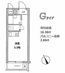 メゾン・ドール氷川台 4階1Kの間取り