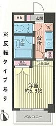 エアフォルク鷺沼 1Kの間取図画像