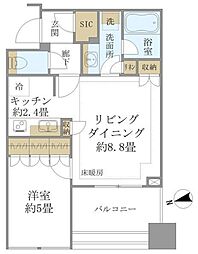 白金ザ・スカイ ウエスト棟 6階1LDKの間取り