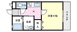 セレッソハイム 1Kの間取図画像