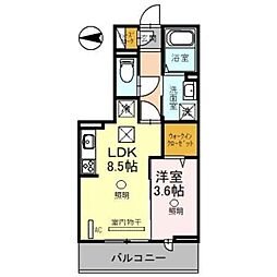 フォンテーヌ 1LDKの間取図画像