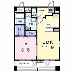 アネーロ・ネオ 1階1LDKの間取り