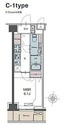 ＬＵＸＥＮＡ勝田台 4階1Kの間取り