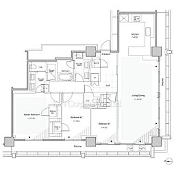 リビオレジデンス西麻布 24階3LDKの間取り